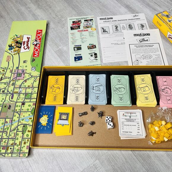 The Simpson Monopoly Board Game With Six Collectable Pewter Token Pieces - Picture 4 of 7